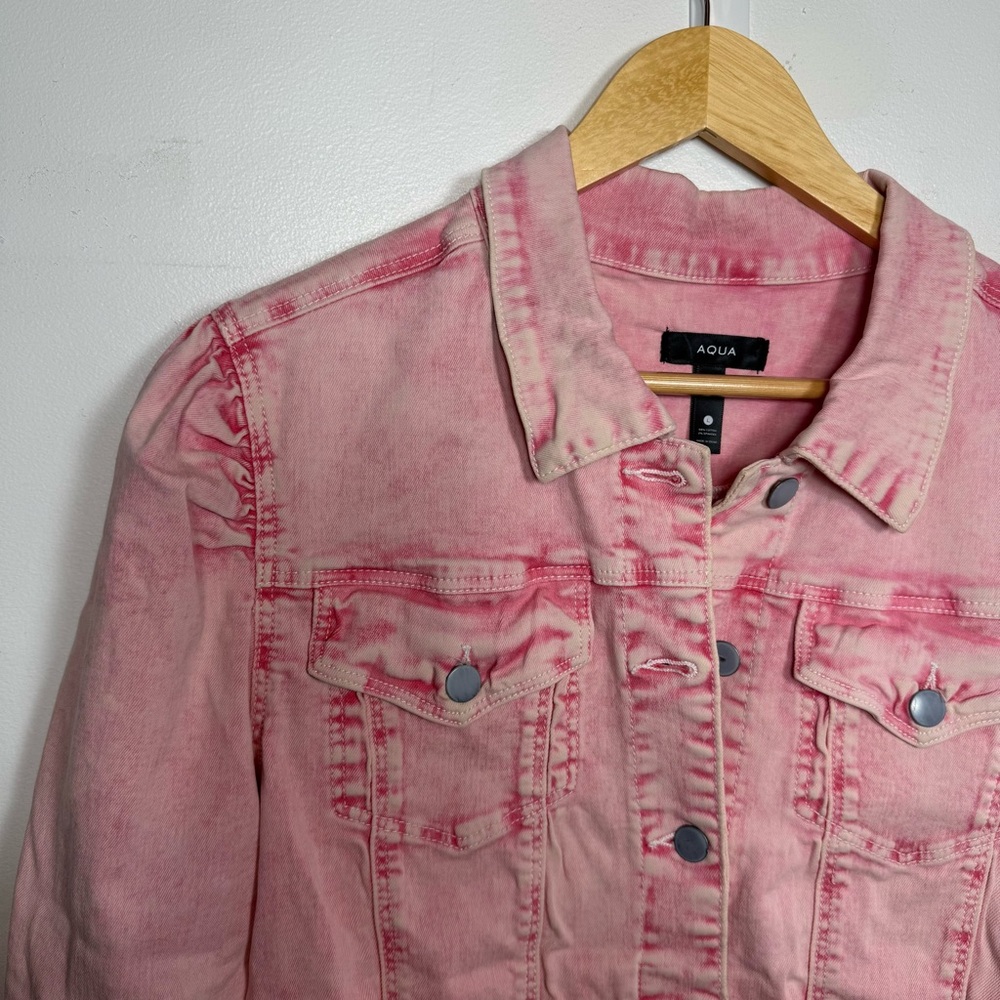 Aqua NWT Faded Pink Stretch Denim Jacket - L